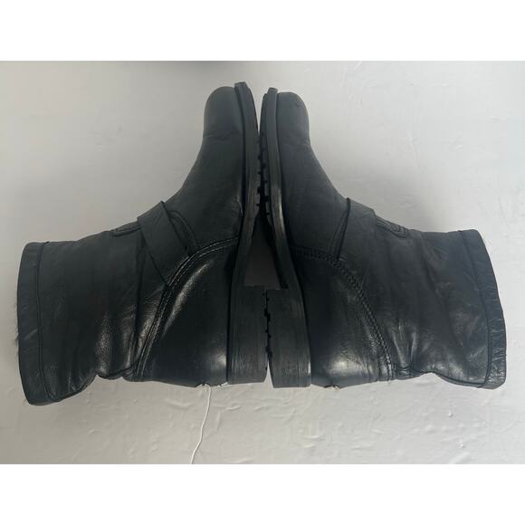 Jimmy Choo Black Soft Leather Fur Lined Low Heel Ankle Biker Moto Boots Sz 8 - Picture 4 of 14
